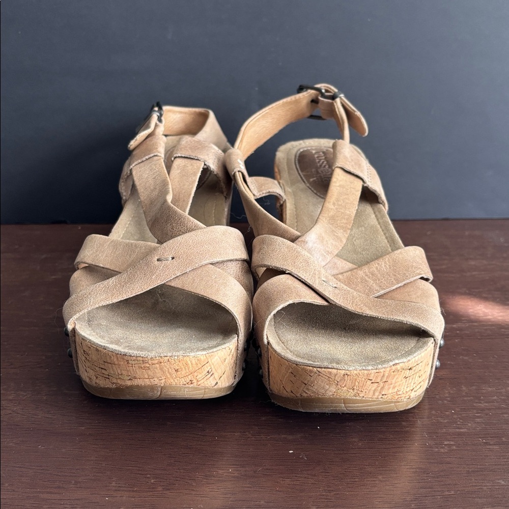 Bussola Beige Leather cork wedge Sandals - Picture 5 of 9